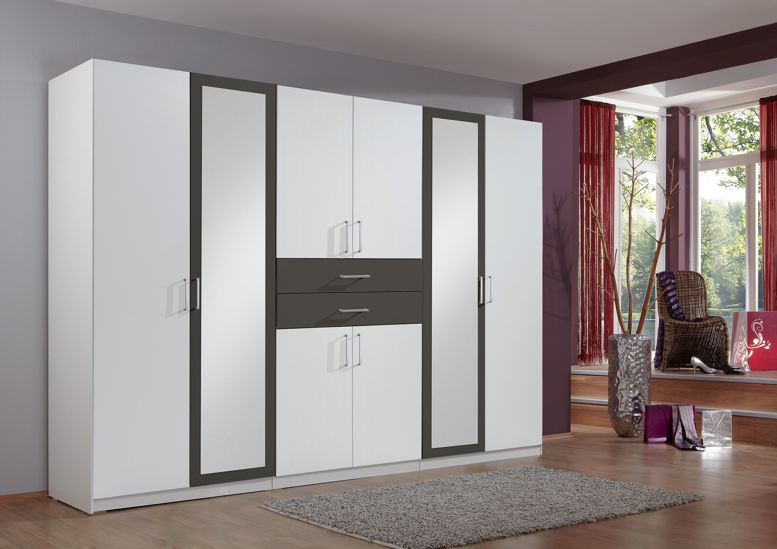 Wimex - Kleerkast Diver - 450548 - Wit/Grafiet - 270x208x58cm