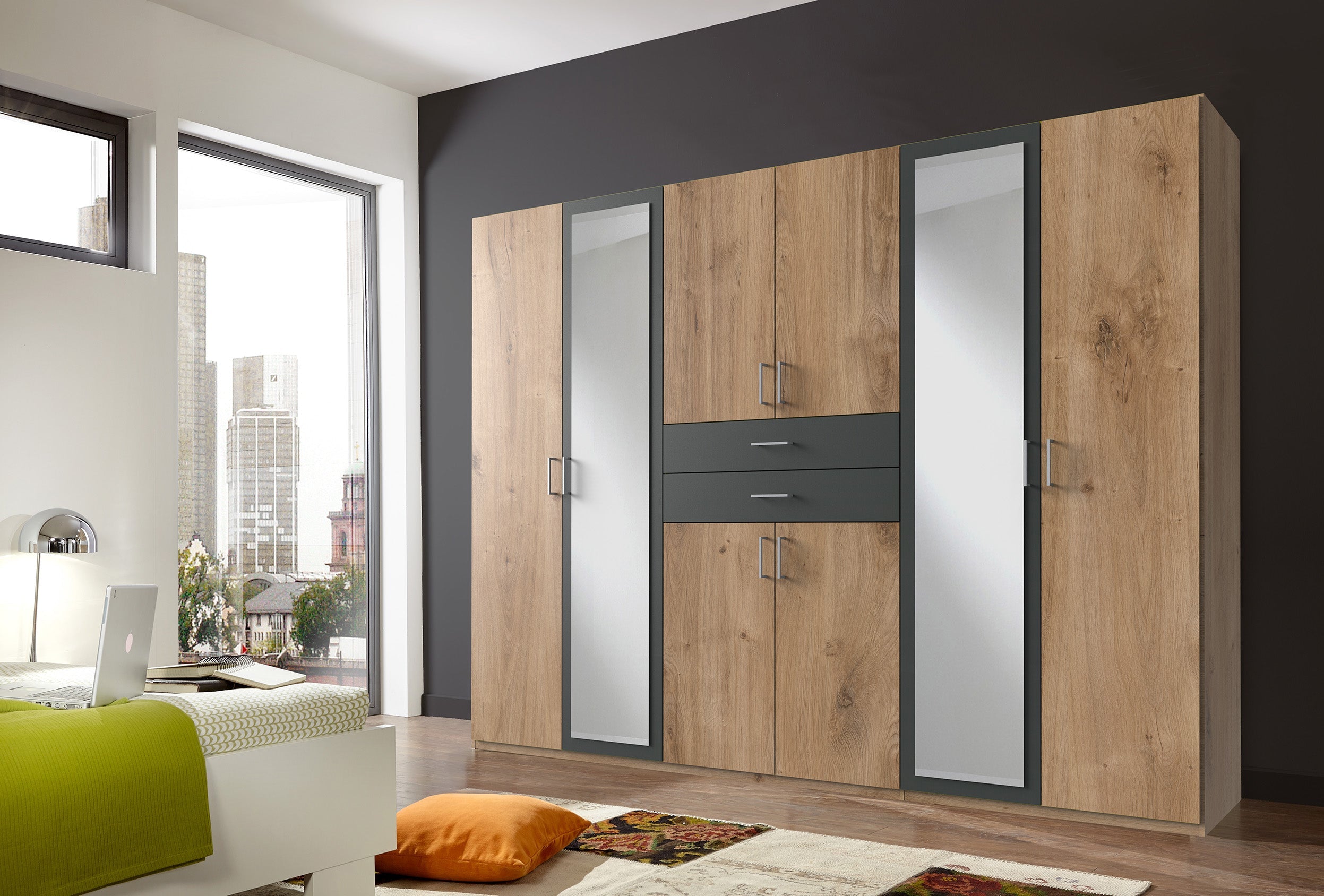 Wimex - Armoire Diver - 454548 - Chêne/Planches graphite - 270x208x58cm