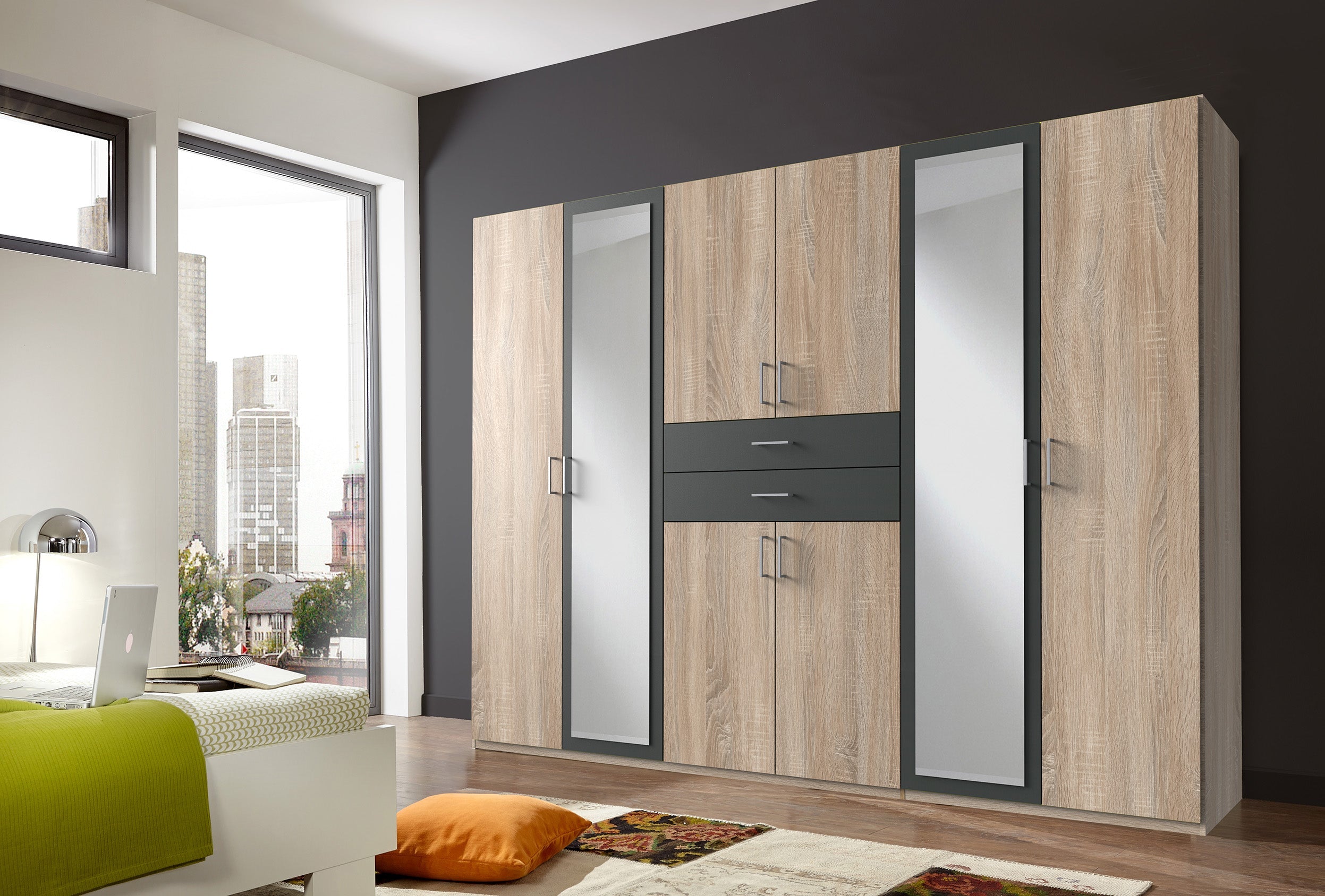 Wimex - Kleerkast Diver - 464548 - Ruwe Eik/Grafiet - 270x208x58cm