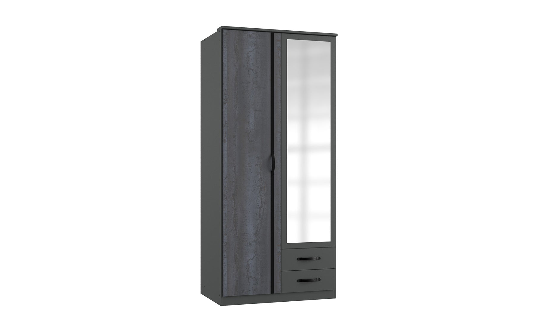 Wimex - Armoire Duo - T44210 - Graphite/Acier/Noir - 91x199x58cm