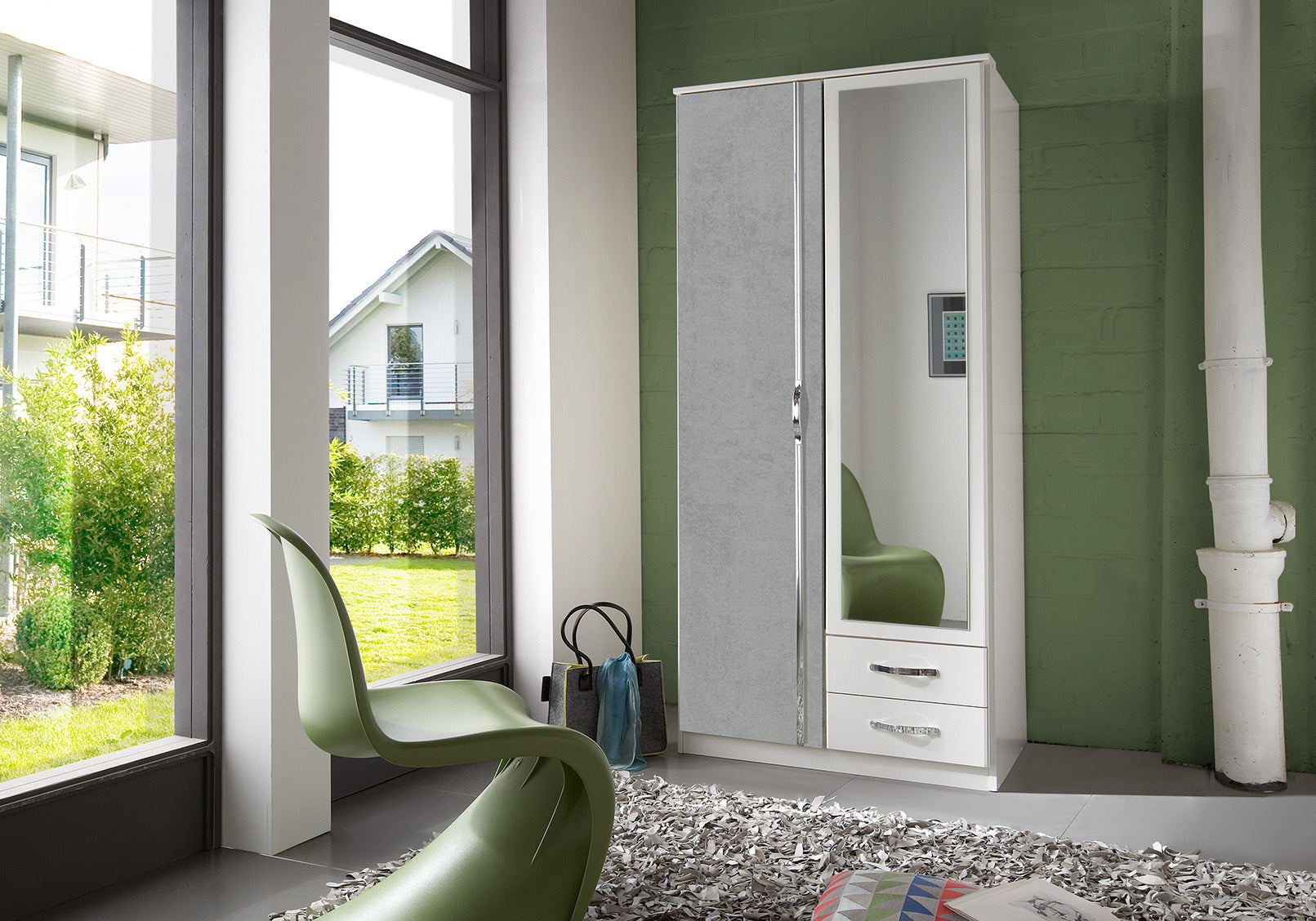 Wimex - Kleerkast Duo - 075210 - Wit/Beton - 91x199x58cm