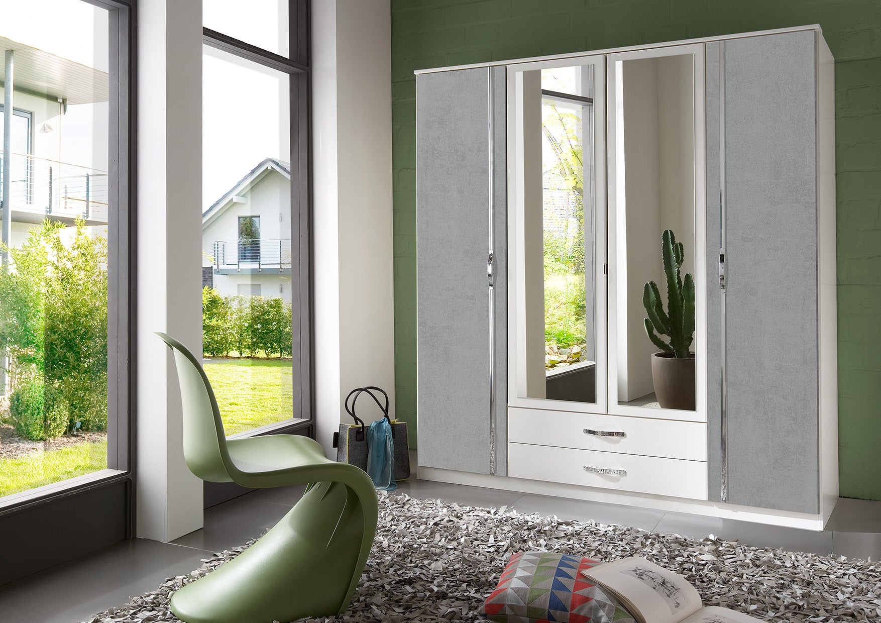 Wimex - Armoire Duo - 075453 - Blanc/Béton - 179x199x58cm