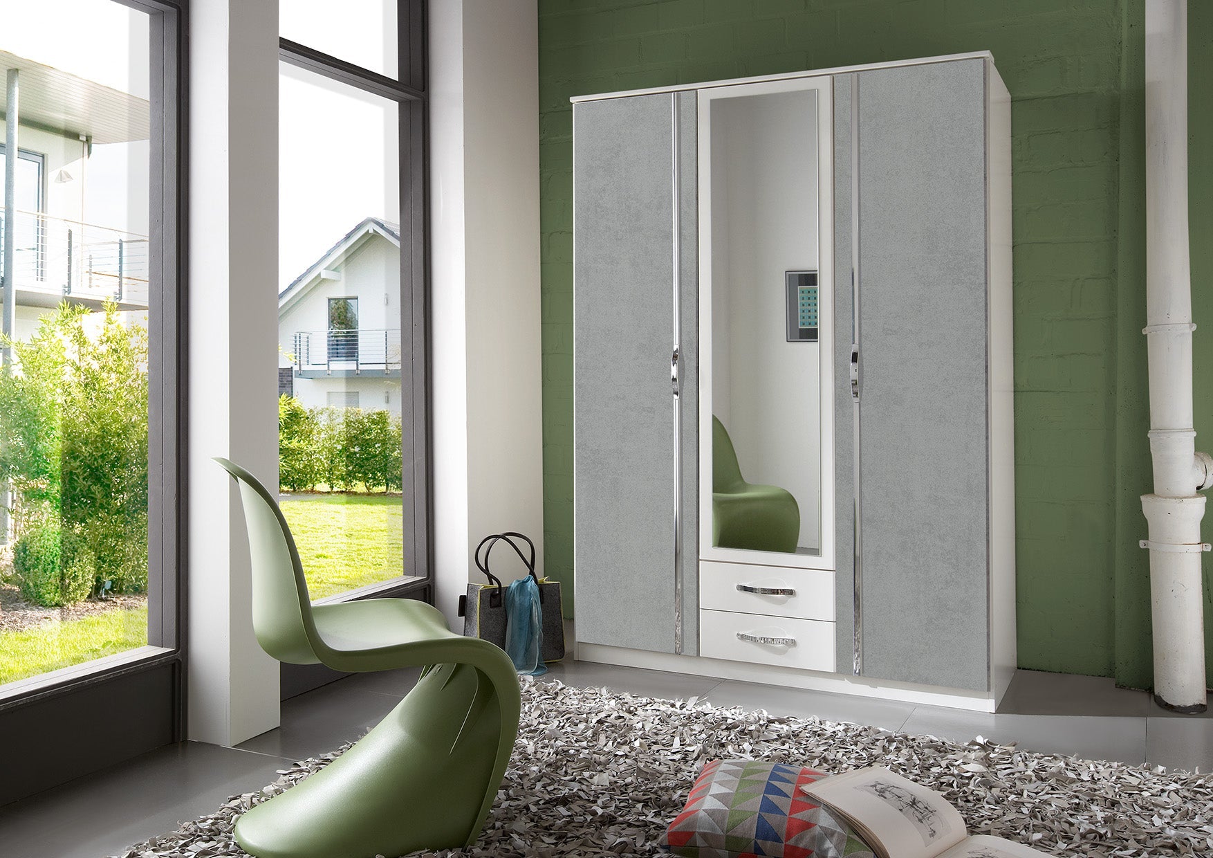 Wimex - Kleerkast Duo - 075484 - Wit/Beton - 135x199x58cm