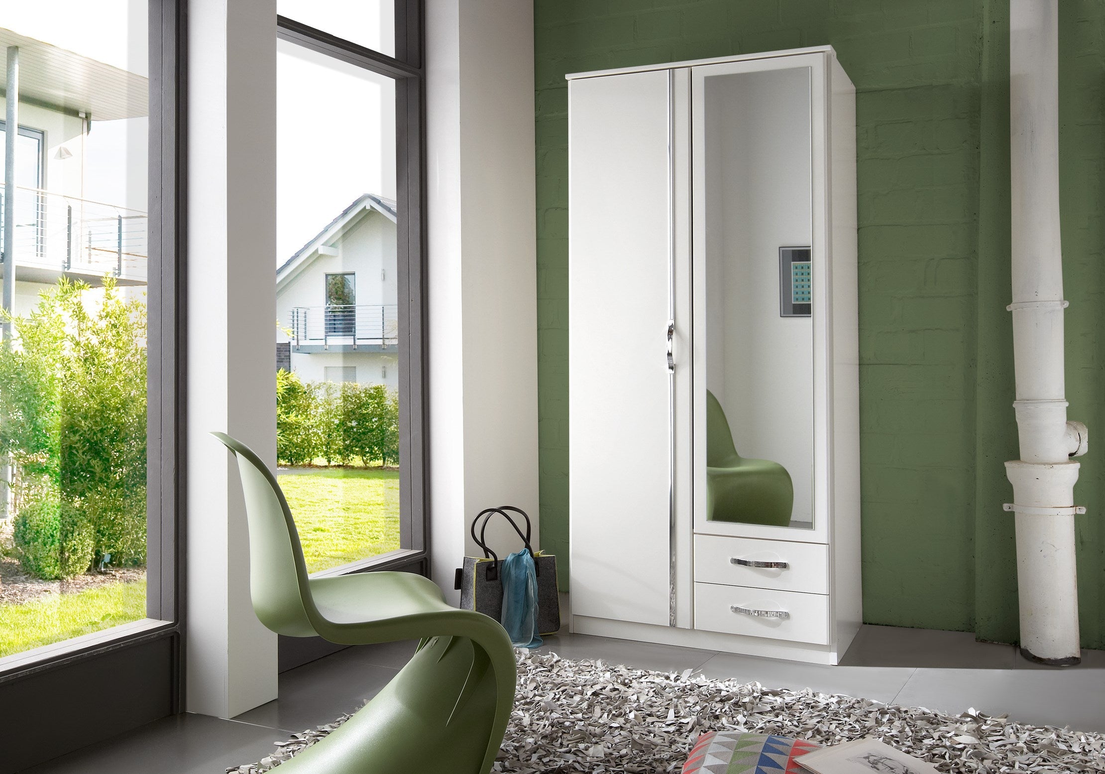 Wimex - Kleerkast Duo - 078210 - Wit/Chroom - 91x199x58cm