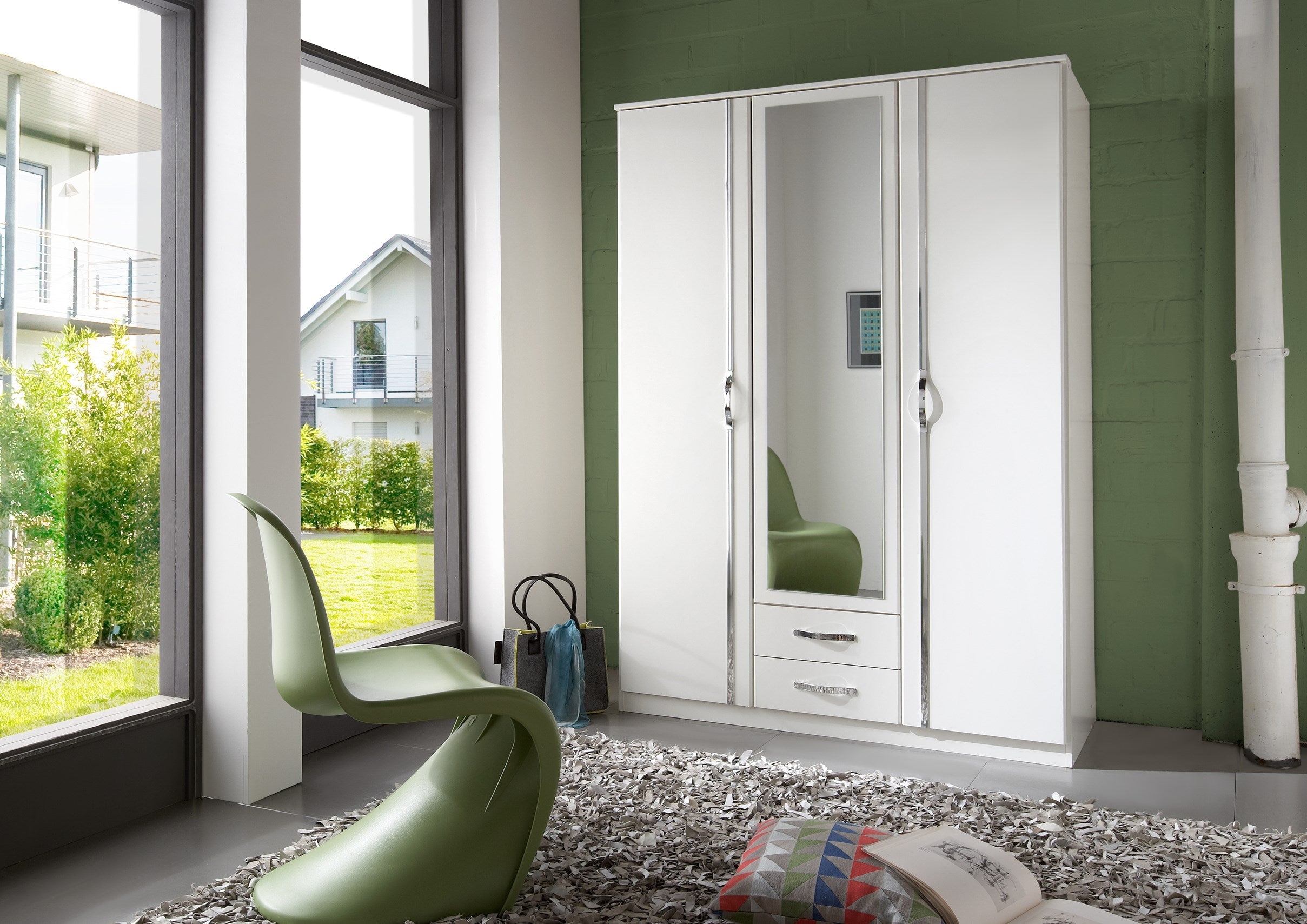 Wimex - Kleerkast Duo - 078484 - Wit/Chroom - 135x199x58cm