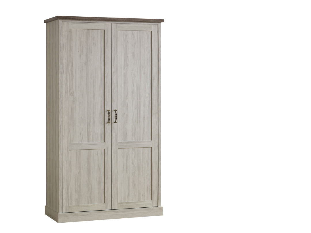 Armoire TCY Orlando - 2 portes battantes - Chêne clair - Plateau marron 118x58x214cm