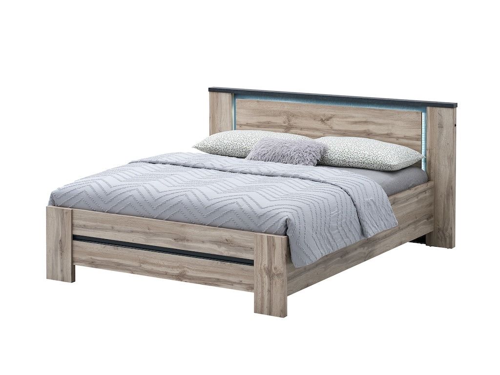 TYC - Bed 160x200 + LED230140INCL Oslander - Canada Oak - 193x102x210,5cm