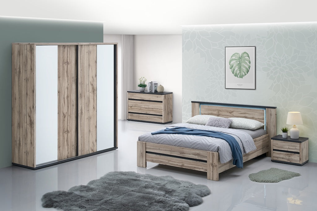 TYC - Slaapkamer Oslander - 4-delige set met kast 240cm - Canada oak
