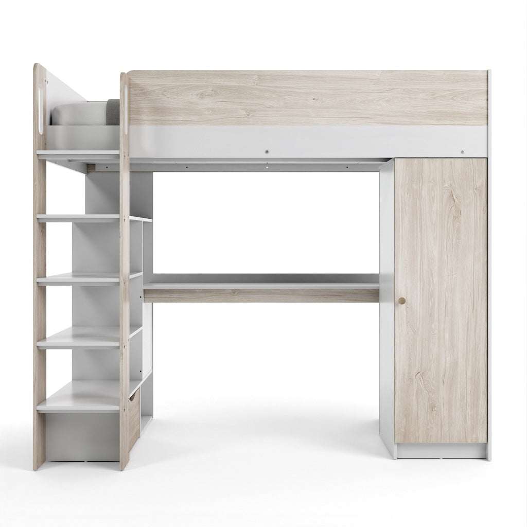 TYC - Hoogslaper met Bureau Oziel - Ivory Oak + White - 115x179x205cm