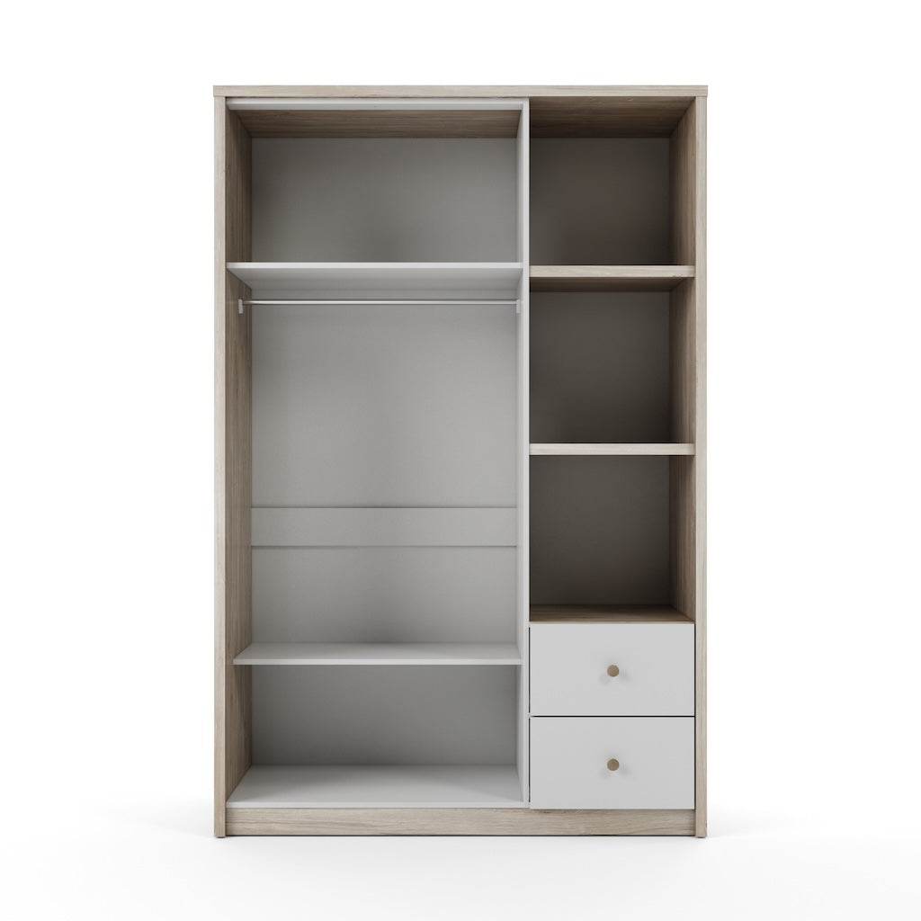 TYC - Kleerkast 2D Oziel - Ivory Oak + White - 135x205x55cm