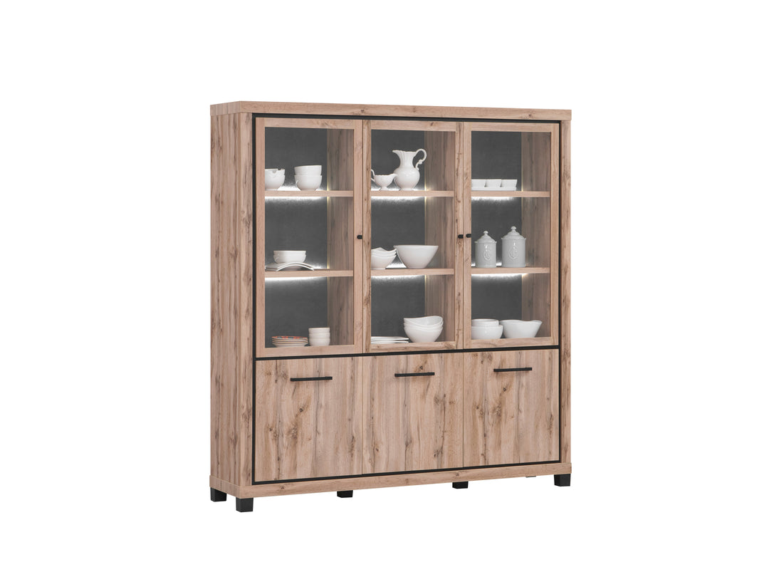 TYC - Bibliotheek Opera - 3 glasdeuren - met LED - b191xh205xd45cm