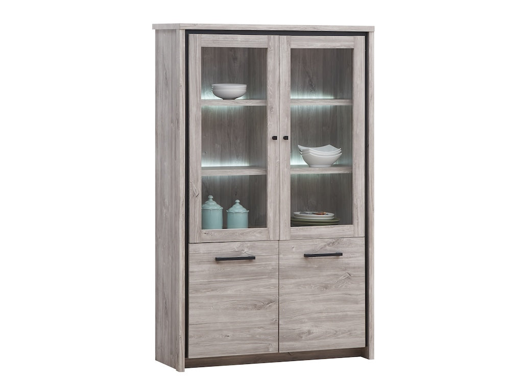 TYC - Glaskast Oona - New Grey OAK - 115x180x39,5cm