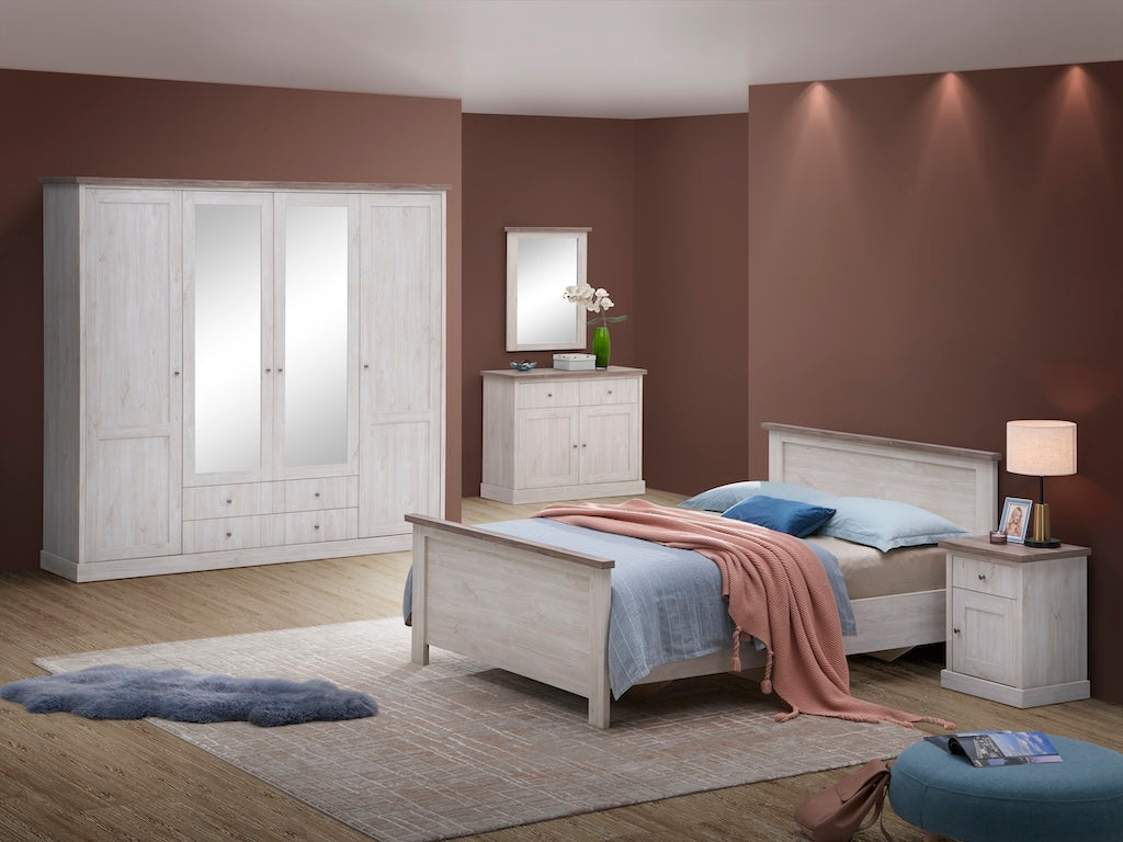 TYC - Slaapkamer Odette - 4-delige set met draaideuren - White oak - autumn oak