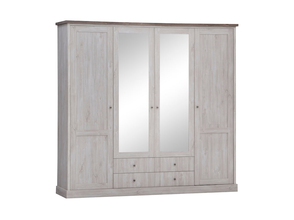 TYC - Kleerkast 4 deuren Odette - White Oak - 225x214x58cm