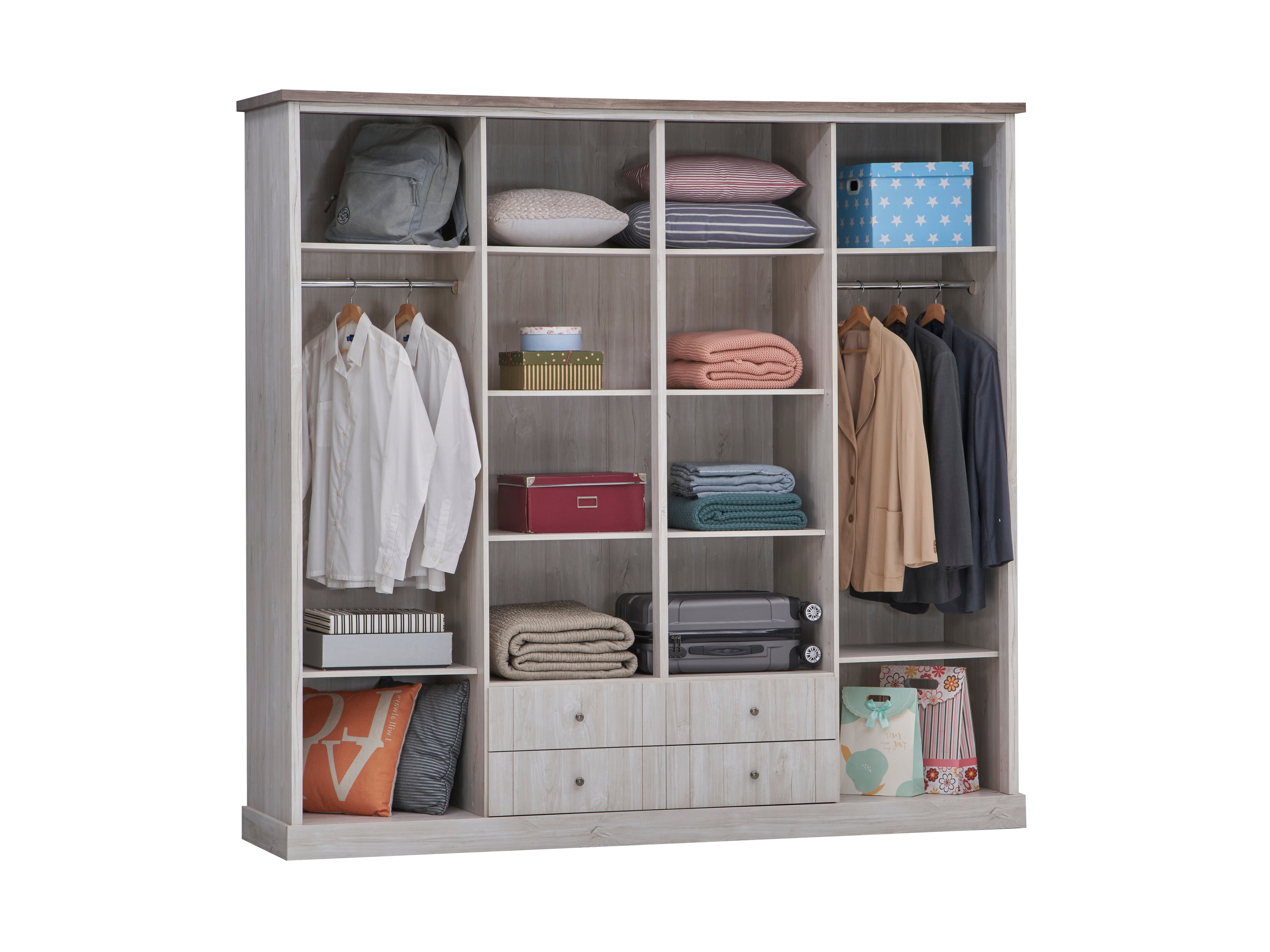 TYC - Kleerkast 4 deuren Odette - White Oak - 225x214x58cm