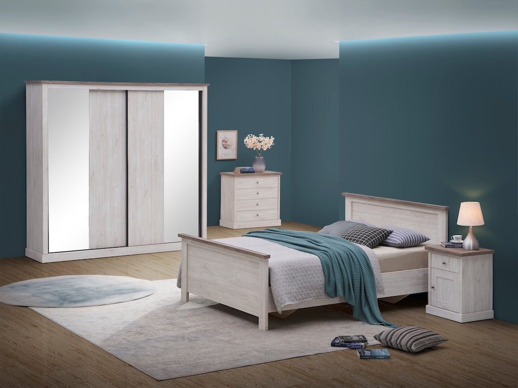 TYC - Slaapkamer Odette - 4-delige set met schuifdeuren - White oak - autumn oak
