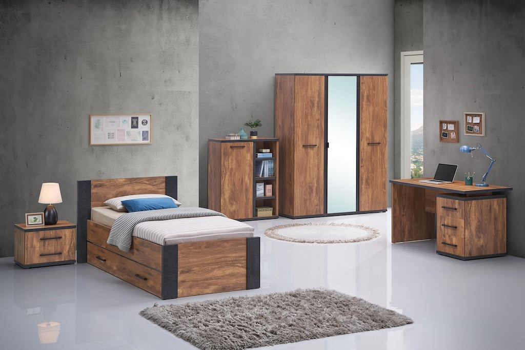 TYC - Chambre jeunesse Olympia - Ensemble 3 pièces - Chêne Gris