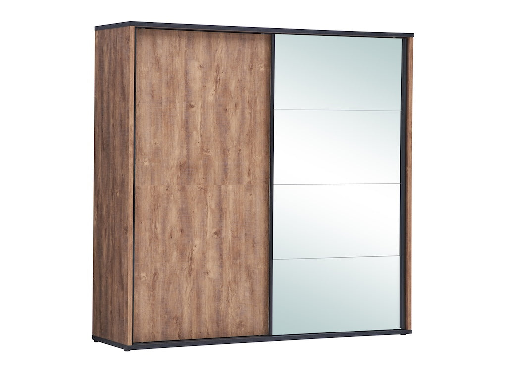 TYC - Kleerkast schuifdeuren 2m20 Osric - Industrial Oak + Black Line - 220x214x60cm