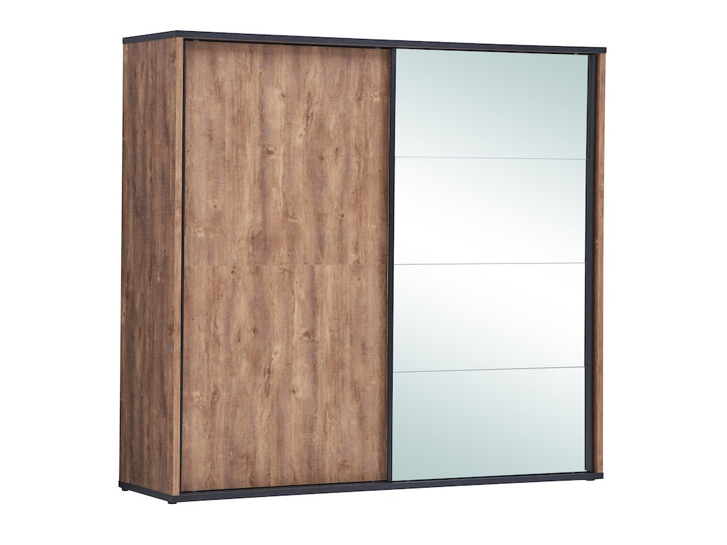 TYC - kleerkast schuifdeuren 2m40 Osric - Industrial Oak + Black Line - 240x214x60cm