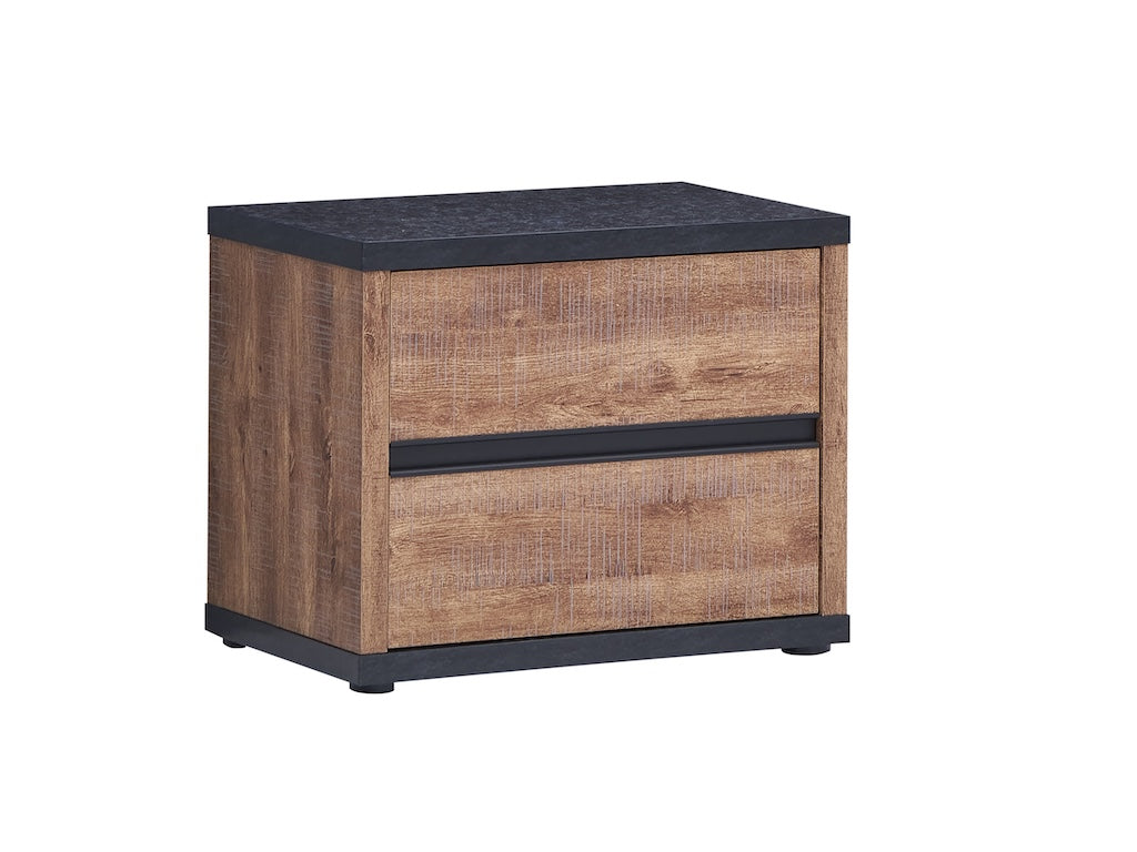 TYC - Slaapkamer Osric - 4-delige set met kast 240cm - Industrial oak - black line
