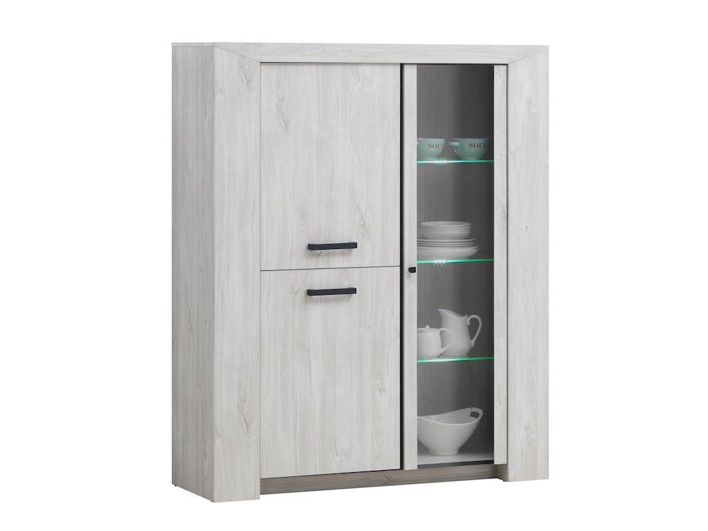 TYC - Glaskast Omari - White Oak - 133x164x45cm