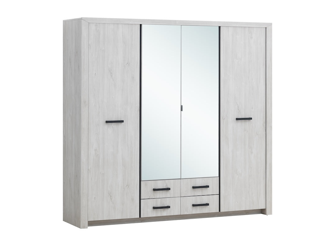 TYC - Kleerkast 4D Omari - White Oak - 218x208x55cm