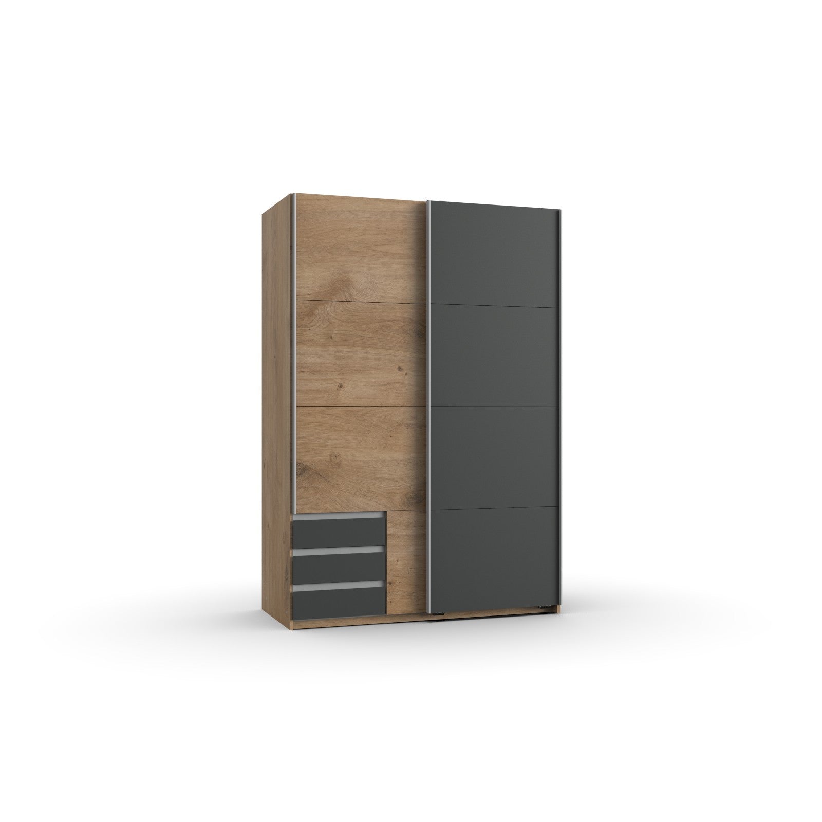 Wimex - Kleerkast Emden - X45767 - Planken Eik/Grafiet - 135x198x65cm