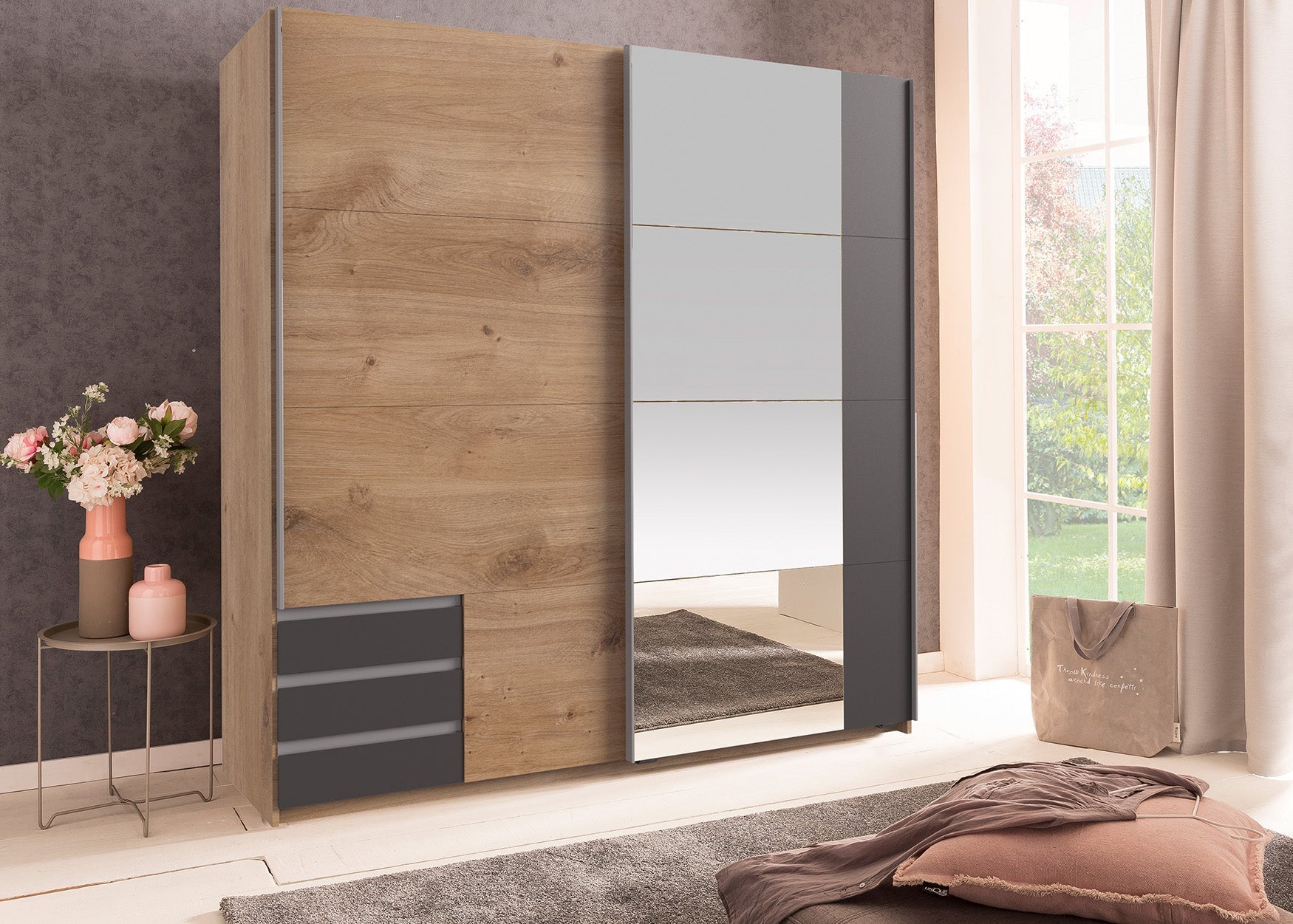 Wimex - Kleerkast Emden - X45776 - Planken Eik/Grafiet - 179x198x65cm