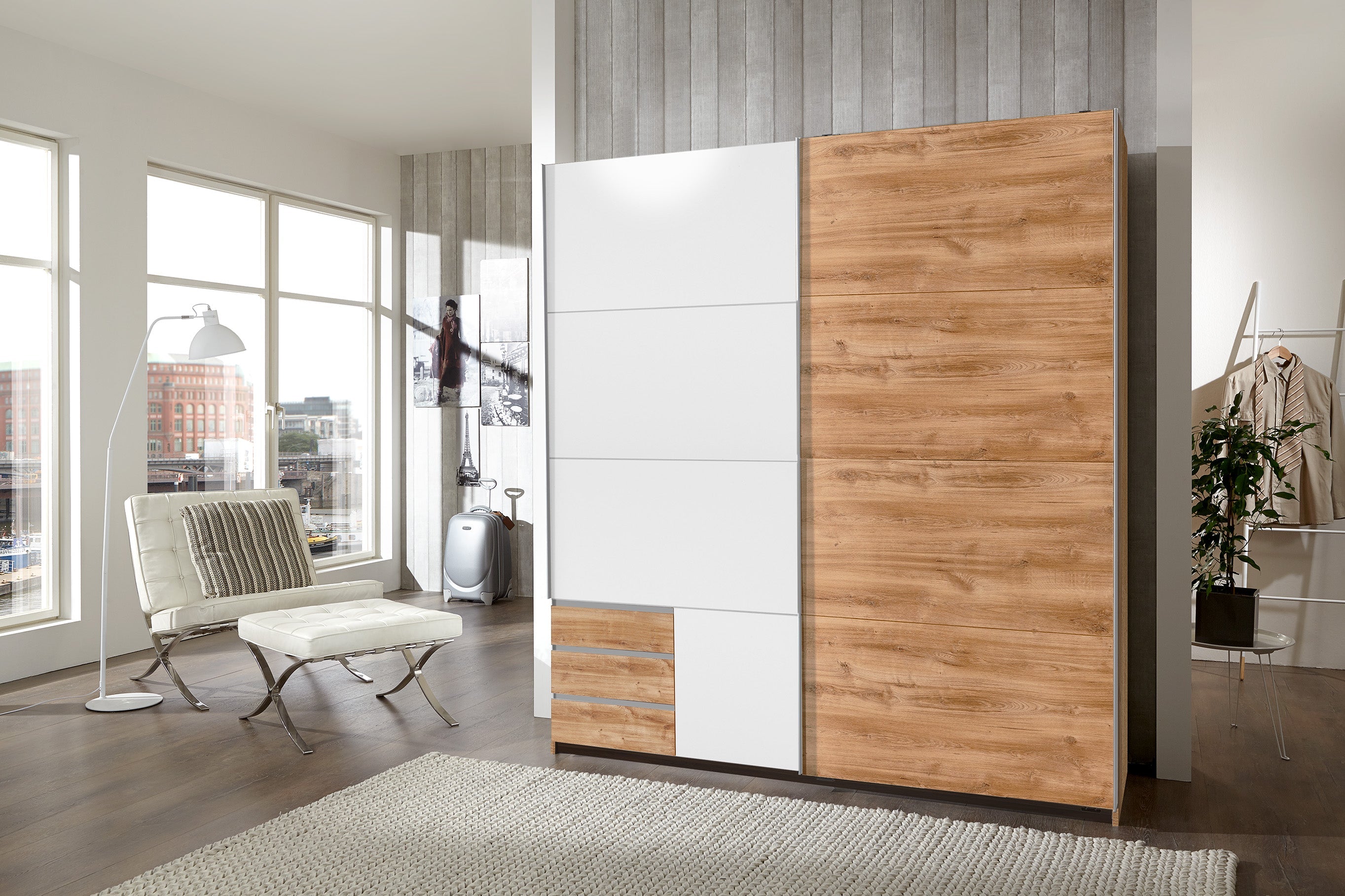 Wimex - Kleerkast Emden - X53775 - Planken Eik/Wit - 179x198x65cm