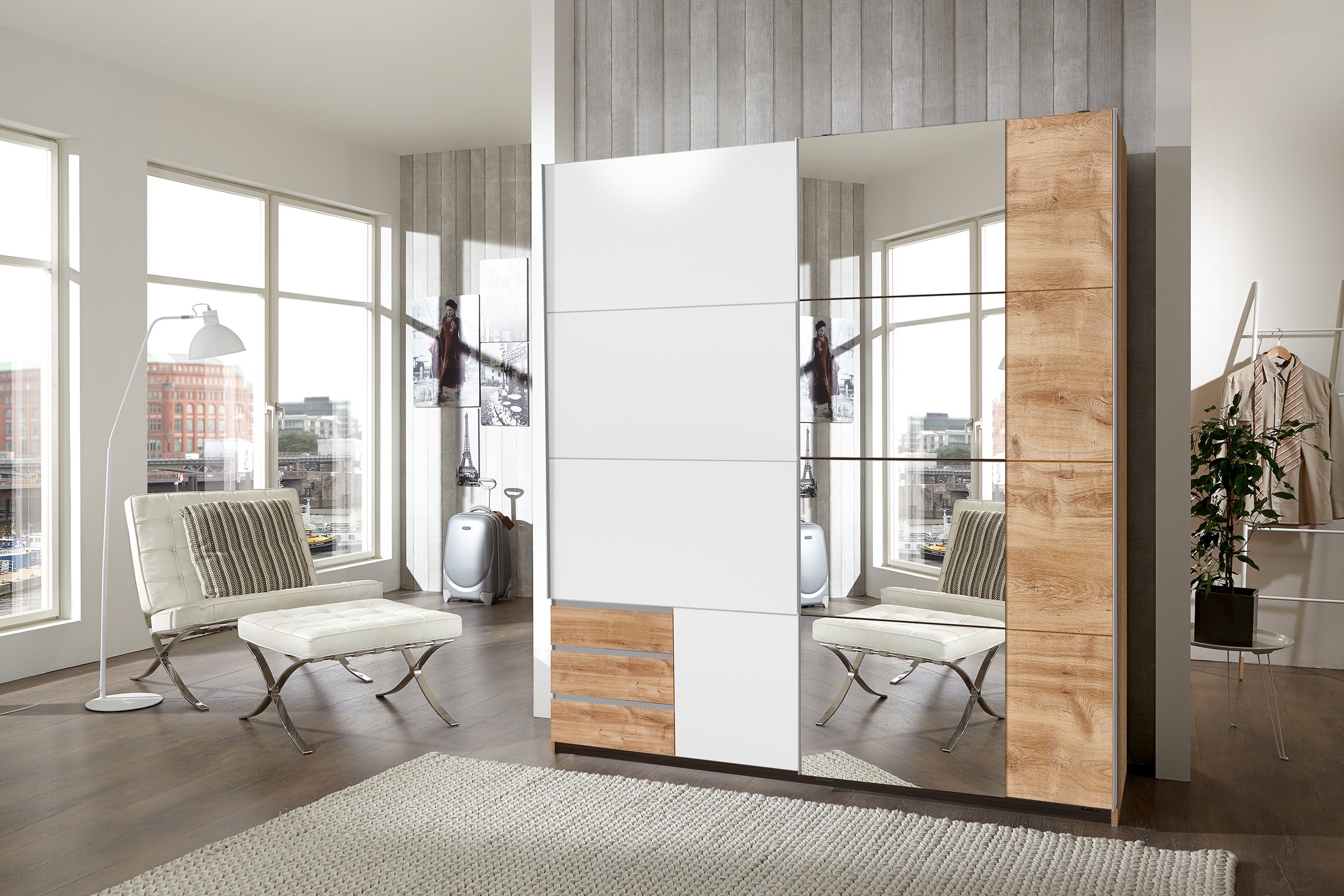 Wimex - Kleerkast Emden - X53776 - Planken Eik/Wit - 179x198x65cm