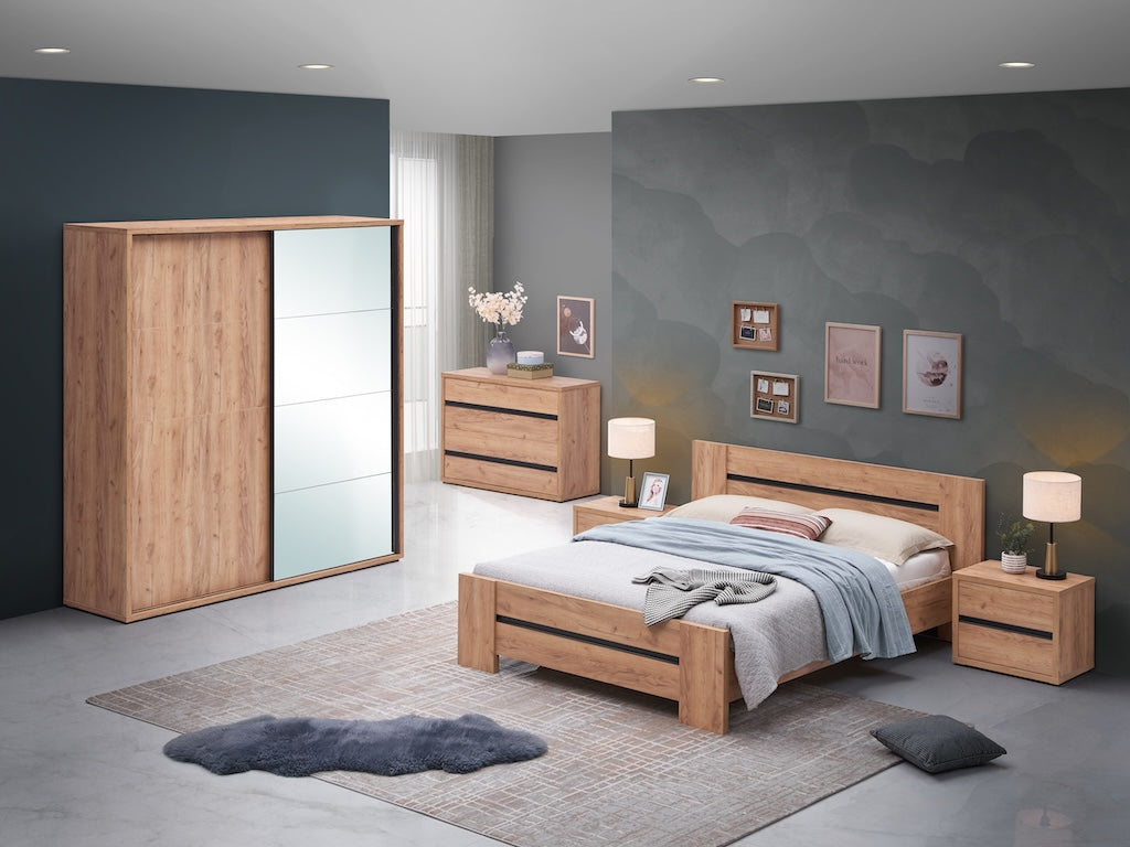 TYC - Slaapkamer Orenda - 4-delige set met kast 200cm - French oak