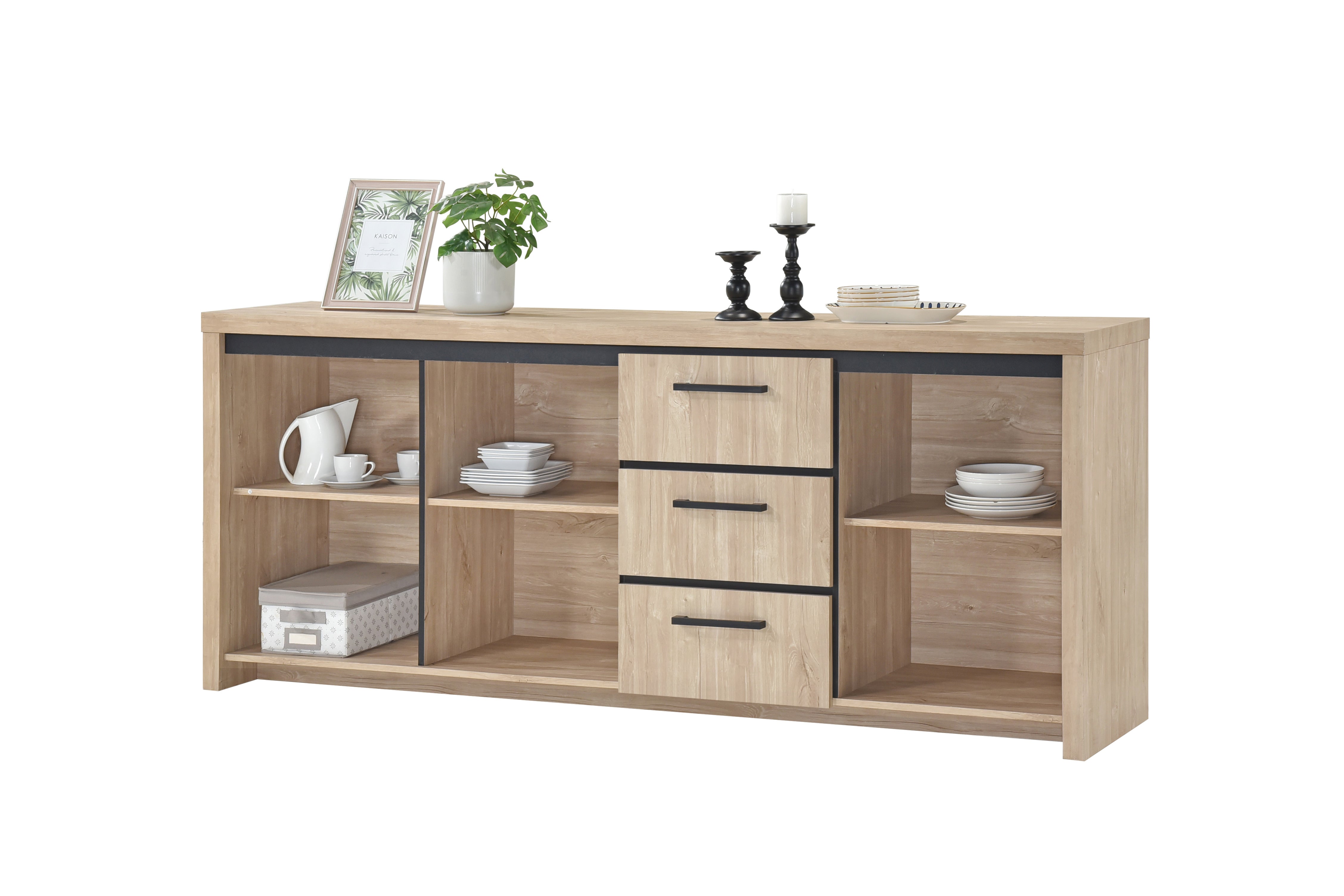 TYC - Buffet Orelia – 3 tiroirs et 3 portes - h90xl220xp45cm