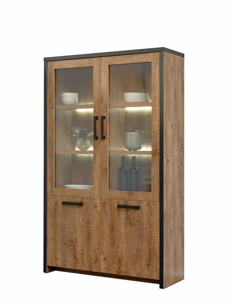 TYC - Glaskast 2D Odelinde - Industrial Oak - 110x180x39cm