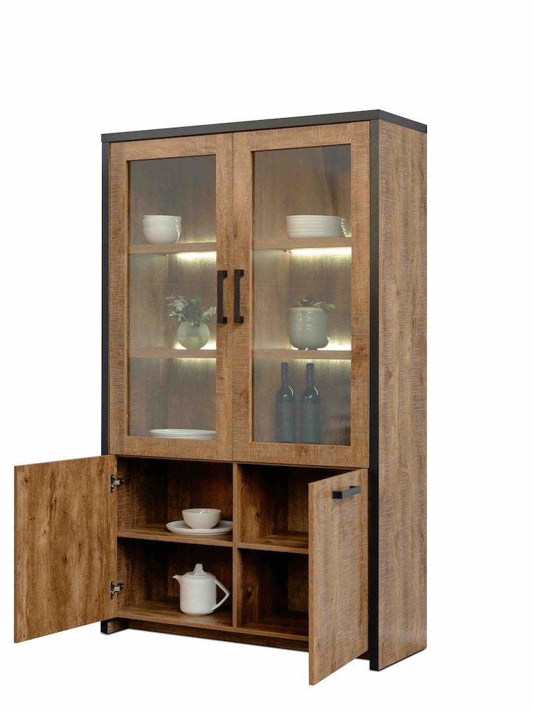 TYC - Glaskast 2D Odelinde - Industrial Oak - 110x180x39cm