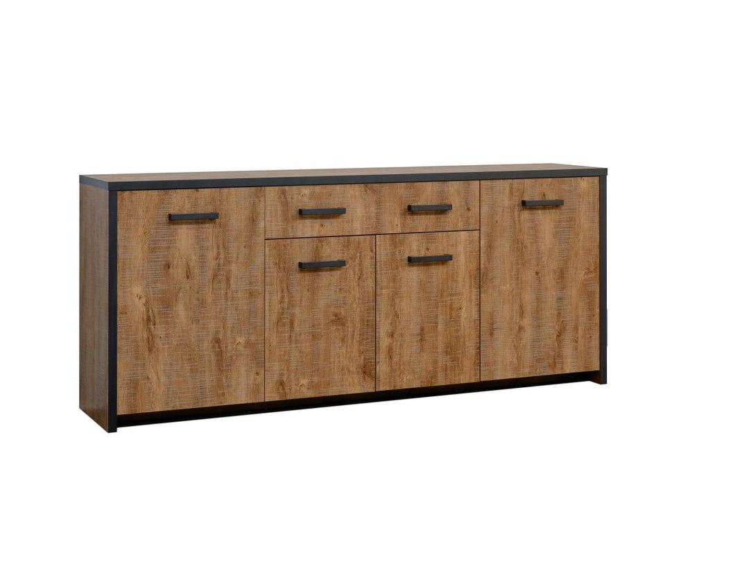 TYC - Dressoir Oscar- Houten kleur - Zwarte accenten - 210x85x45cm