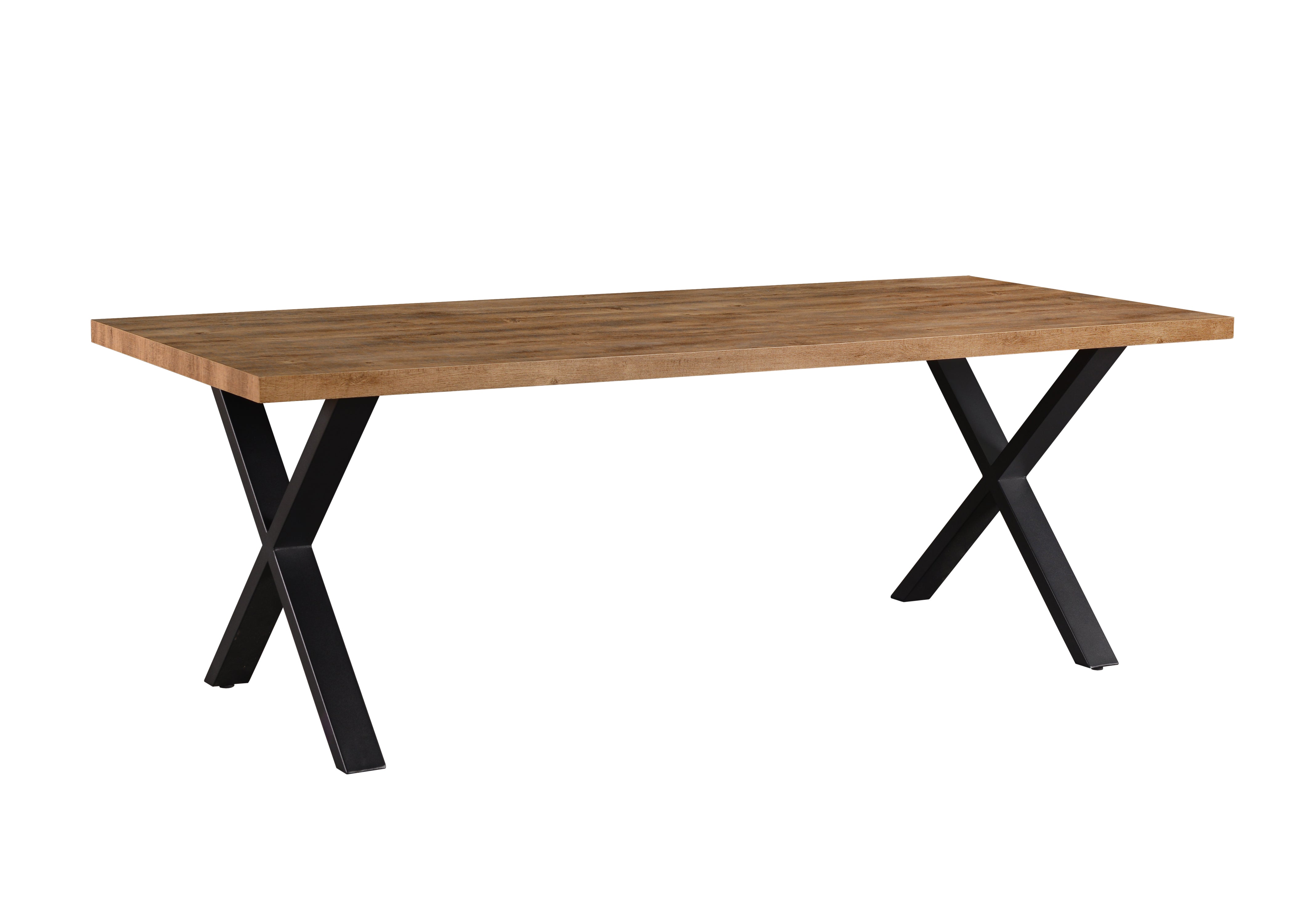 TYC - Table à manger Orly - Chêne Industriel - Pieds X - 2 tailles - 190/220x76x95cm