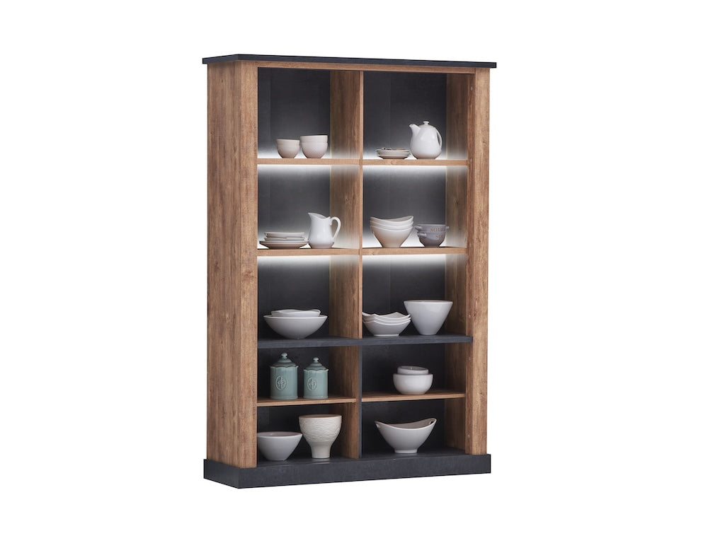 TYC - Glaskast 2D + LED455 incl. Omero  - Industrail Oak - 135x202x46cm