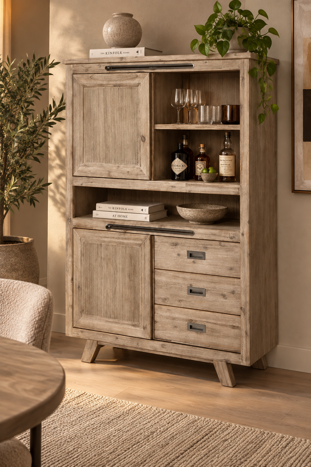 GBO – Buffet Evian Forest – Bois d'acacia – L115xH160xP42 cm