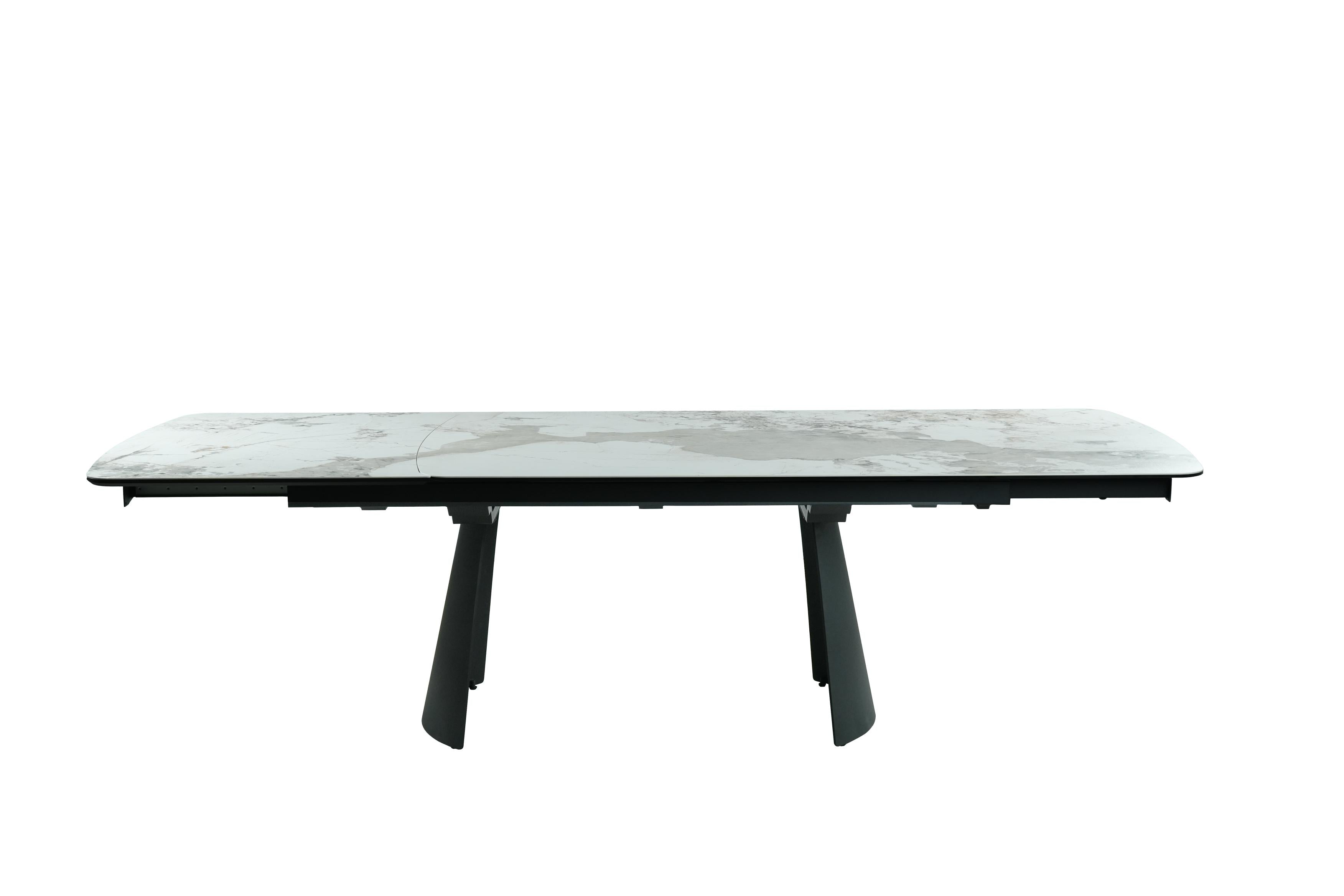 GBO - Table TF2505 - Arrondie - Marbre - 200 (280) x 100 x 76 cm