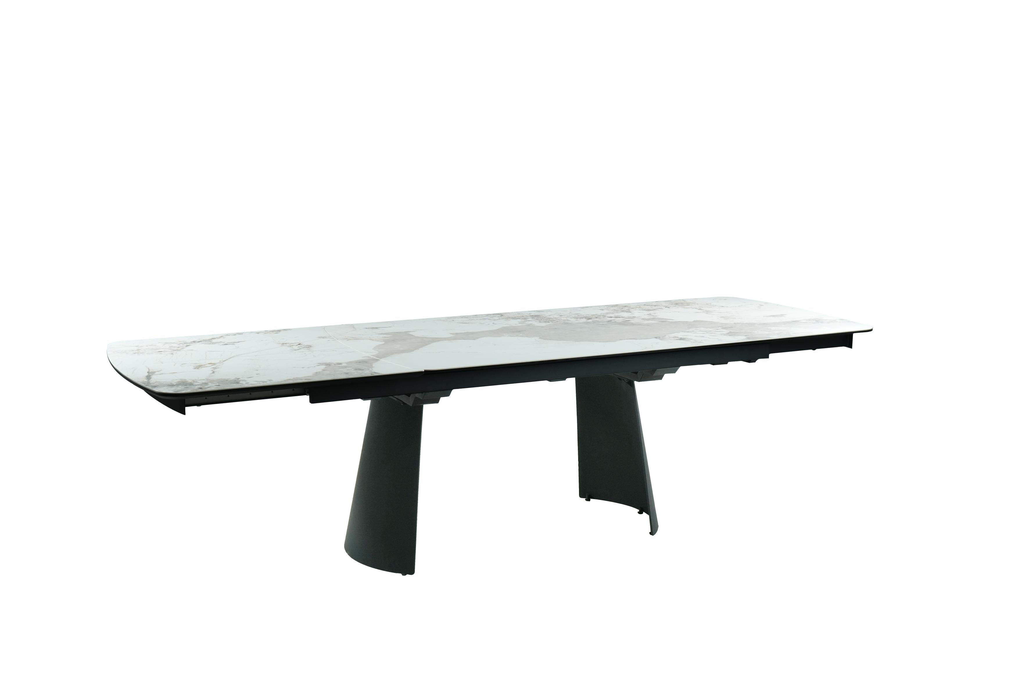 GBO - Table TF2505 - Arrondie - Marbre - 200 (280) x 100 x 76 cm