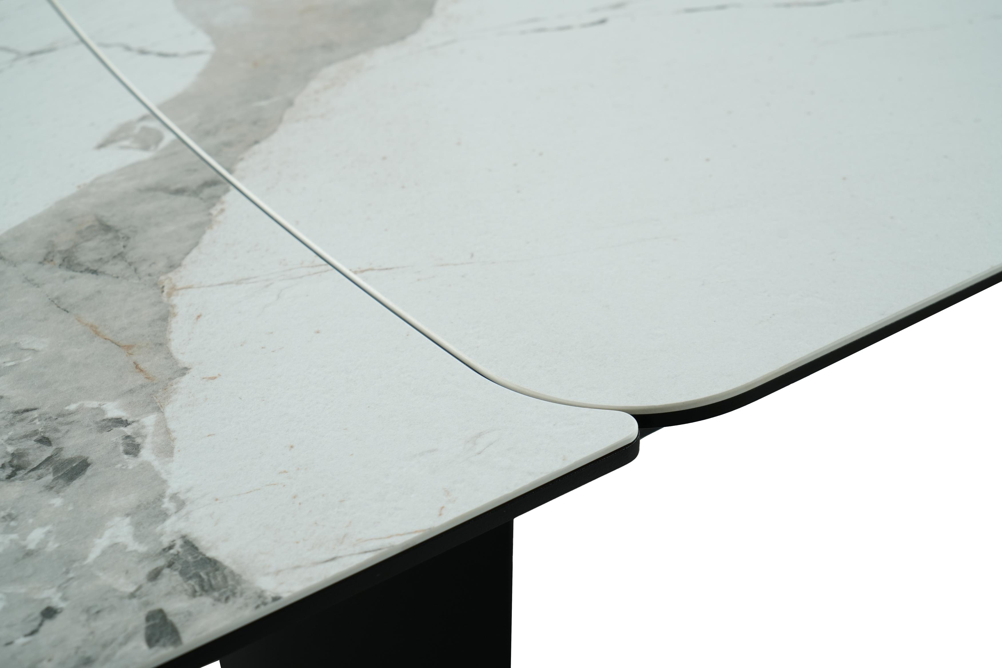 GBO - Table TF2505 - Arrondie - Marbre - 200 (280) x 100 x 76 cm