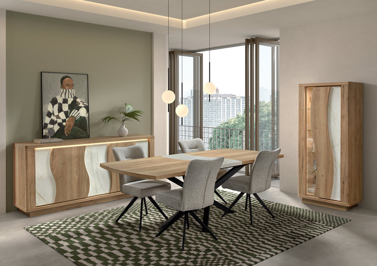 GBO - Vitrine Vincenzo S/P - Halifax oak+Cremona - 76x176/184x43 cm