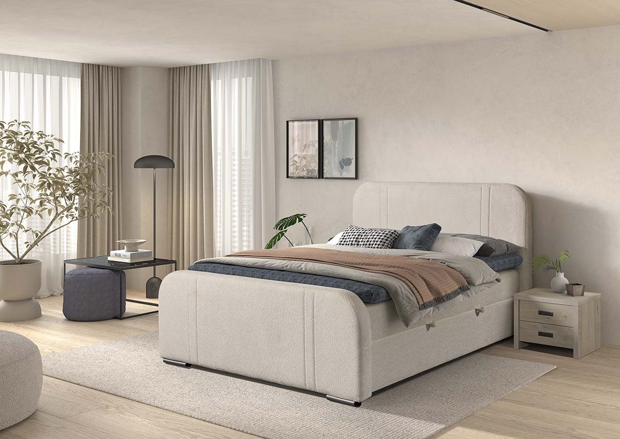 GBO - Sommier tapissier Camellia - Taupe - 187x224x112 cm