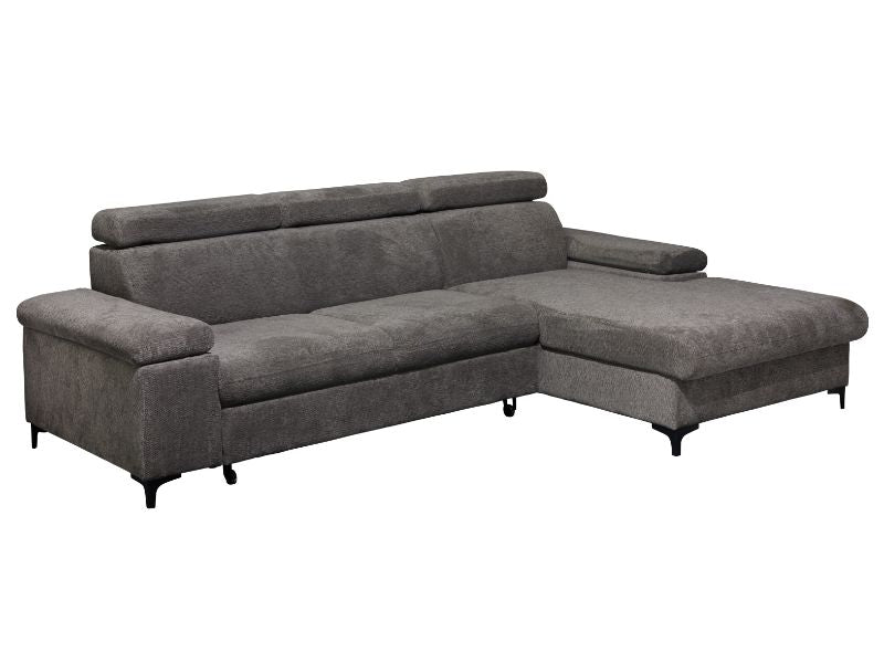 GBO - Hoeksalon 2L met bed en Koffer Macon - Stof Aragon Antraciet - 260x97.0x175cm