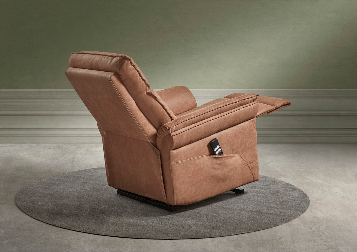 GBO - Fauteuil relax Mandelieu - Tissu cognac - 75x92xh105 cm