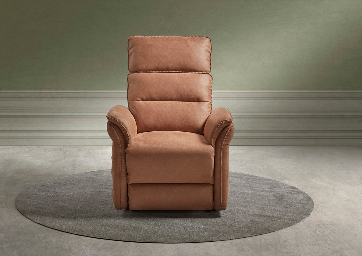 GBO - Fauteuil relax Mandelieu - Tissu cognac - 75x92xh105 cm