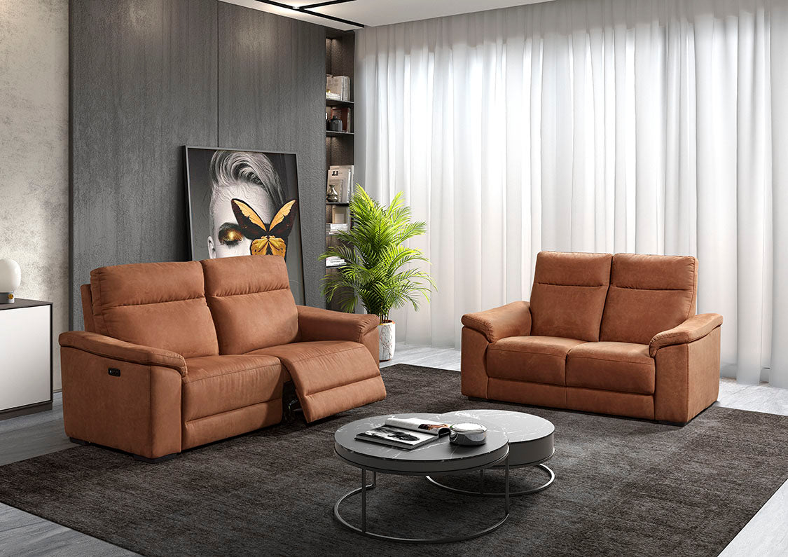 GBO - 3 + 2 zit relax electrisch Mirabel - Leder Cognac