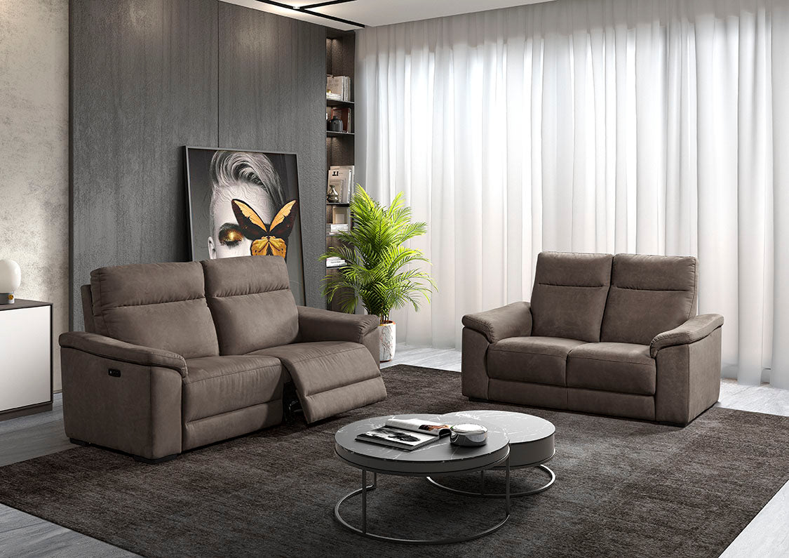 GBO - 3 + 2 zit relax electrisch Mirabel - Leder Dark Grey
