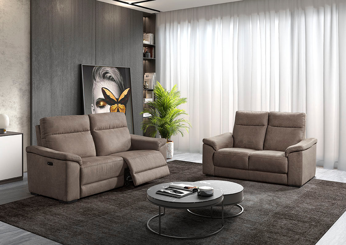GBO - 3 + 2 zit relax electrisch Mirabel - Leder Taupe