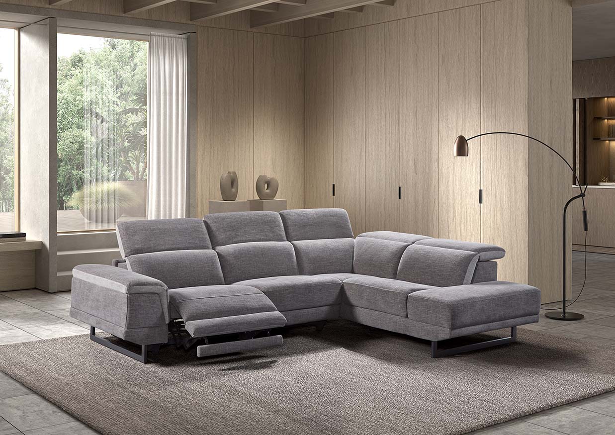 GBO - Hoeksalon 2ERHOT Navarra - Stof/ Tissu Metal Grey - 266x96.0x205cm